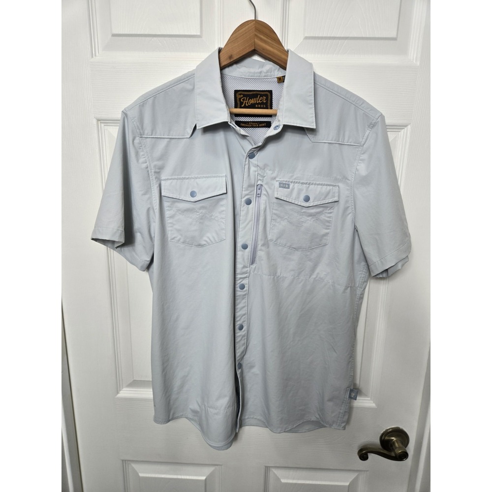 Howler Bros Shirt Men's Medium Short Sleeve Snap Western Button Emerger Tech